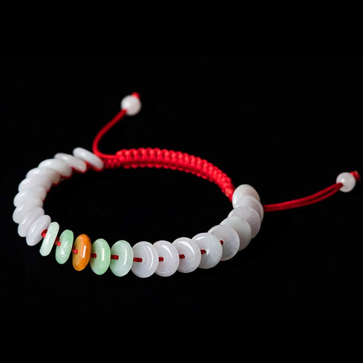 Buddha Stones Round Jade Lucky Red String Weave Bracelet - image 15