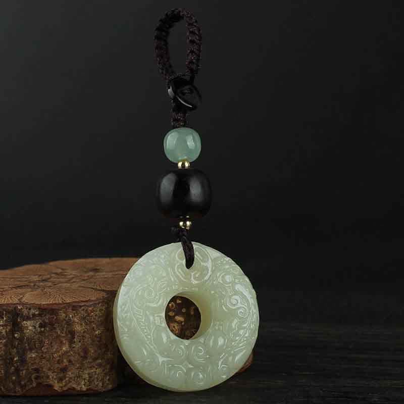 Buddha Stones PiXiu Jade Peace Buckle Abundance Wealth Key Chain - image 8