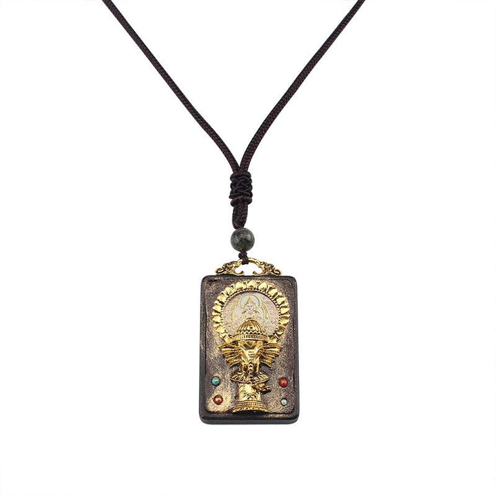Ebony Wood Elephant God of Fortune Buddha Blessing Necklace String Pendant - image 13