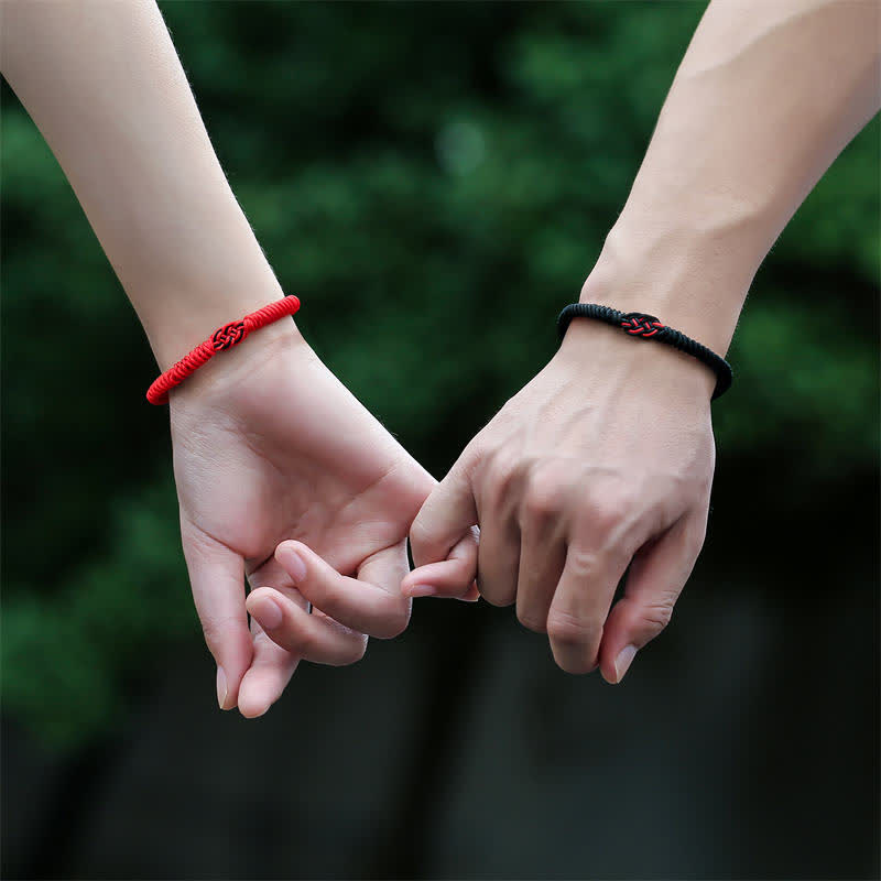 Buddha Stones 2Pcs Tibetan Luck Chinese Knot Protection String Bracelet - image 3