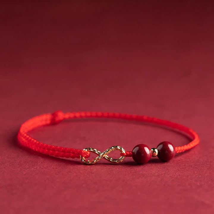 Buddha Stones Cinnabar Blessing Red String 14K Gold Infinity Symbol Bracelet Anklet - Red - Anklet(Anklet Circumference 16-26cm) - image 9