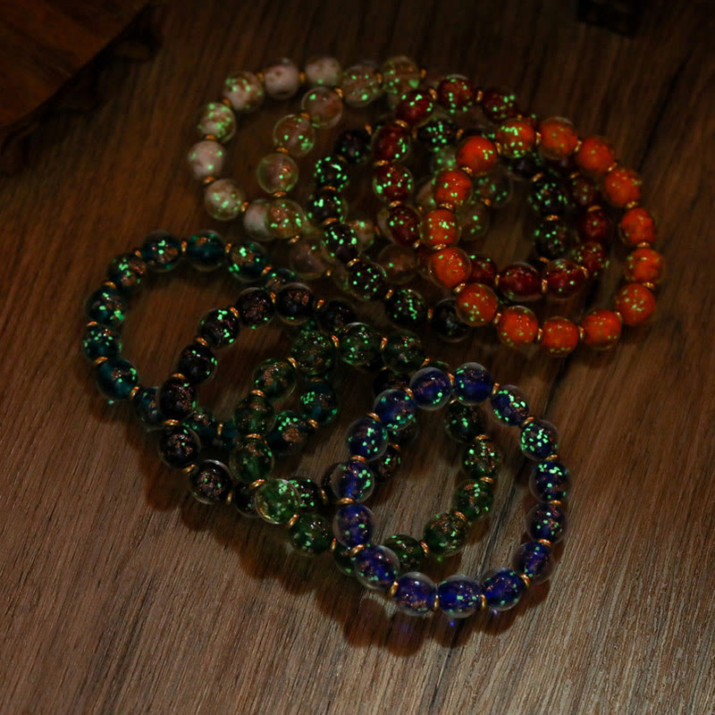 Buddha Stones Gold Swallowing Beast Family Charm Luminous Fluorescent Liuli Glass Bead Success Bracelet - image 32