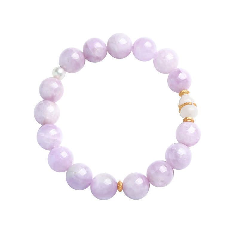 Buddha Stones Kunzite Hetian White Jade Gourd Love Spiritual Growth Bracelet - image 5