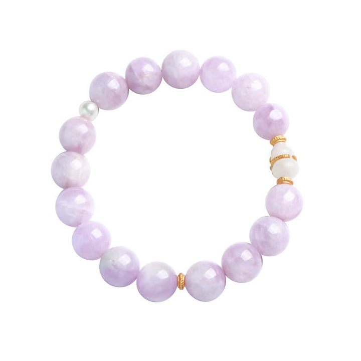 Buddha Stones Kunzite Hetian White Jade Gourd Love Spiritual Growth Bracelet - image 5
