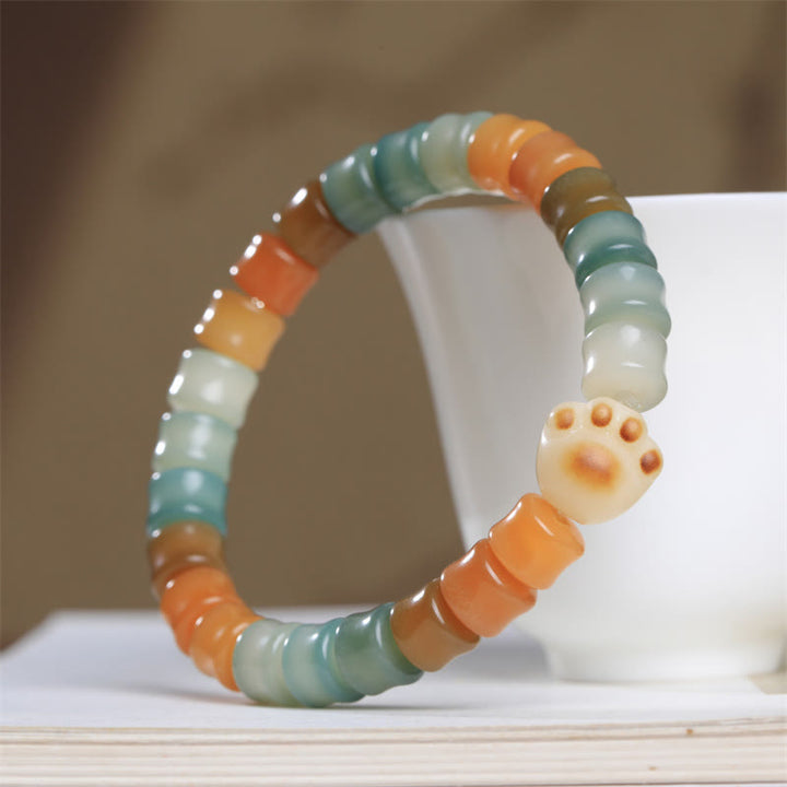 Buddha Stones Colorful Bodhi Seed Cat Paw Wisdom Bracelet - image 1