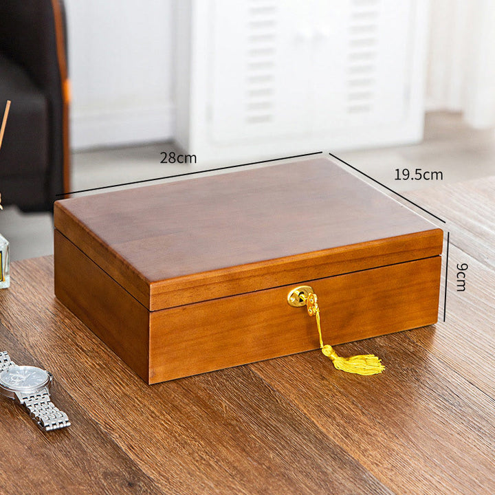 Buddha Stones Vintage Wooden Jewelry Box Two-Layer Solid Wood Jewelry Storage Box - image 16