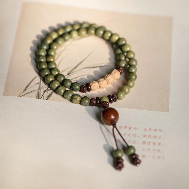 Buddha Stones Green Sandalwood Positive Peace Bracelet - image 9
