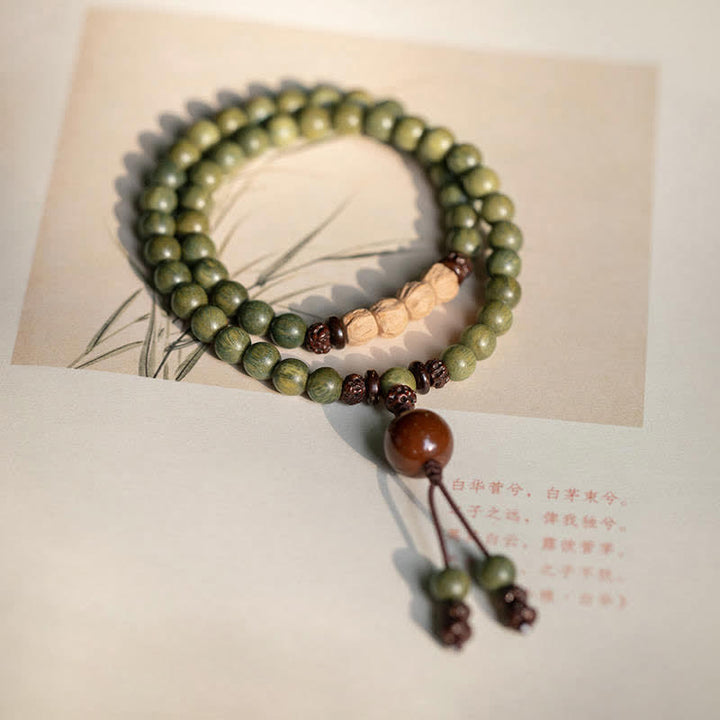 Buddha Stones Green Sandalwood Positive Peace Bracelet - image 9