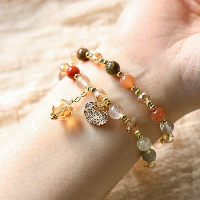 Buddha Stones Colorful Rutilated Quartz Double Wrap Spiritual Growth Bead Bracelet - image 5