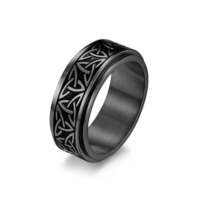 Buddha Stones  Triangle Knot Triquetra Titanium Steel Calm Rotatable Ring - image 6