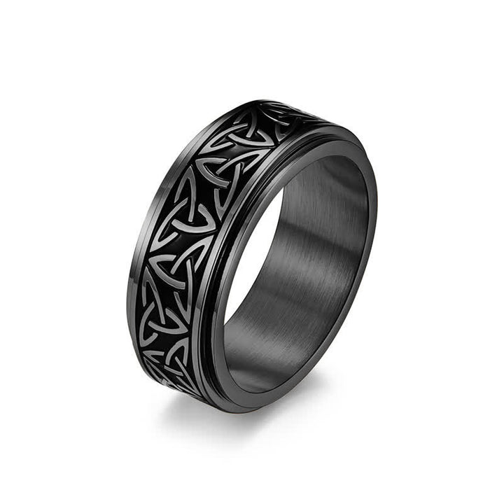Buddha Stones  Triangle Knot Triquetra Titanium Steel Calm Rotatable Ring - image 6