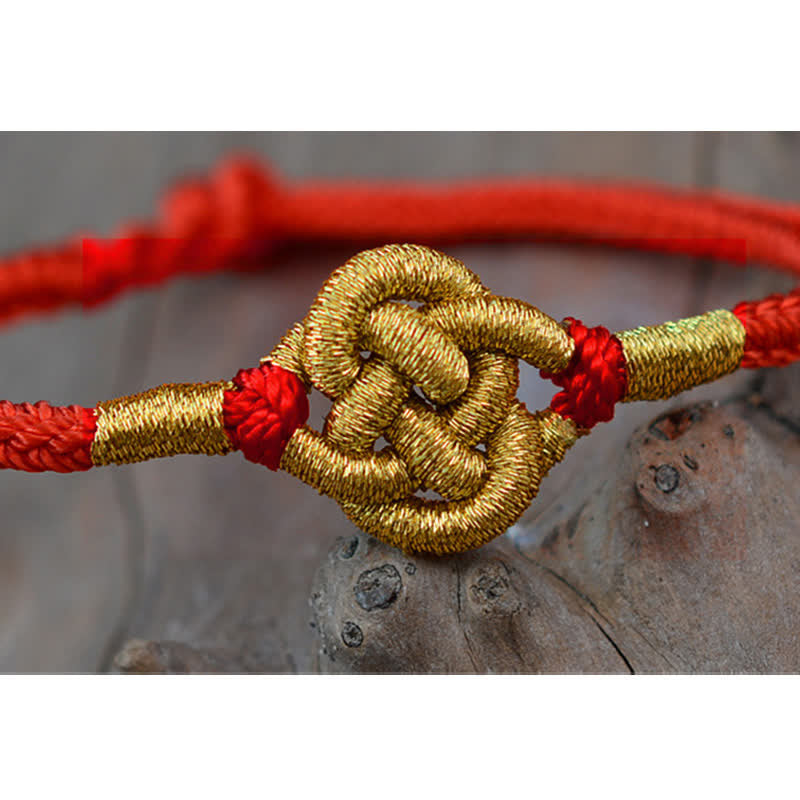 Buddha Stones Handmade Simple Design Chinese Knotting Luck Strength Braid String Bracelet - image 3