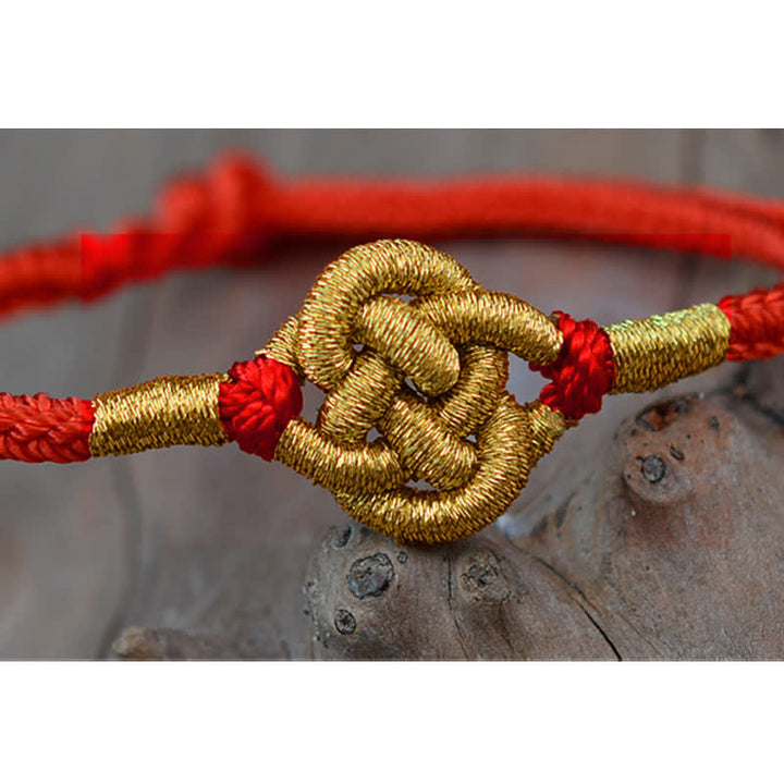 Buddha Stones Handmade Simple Design Chinese Knotting Luck Strength Braid String Bracelet - image 3