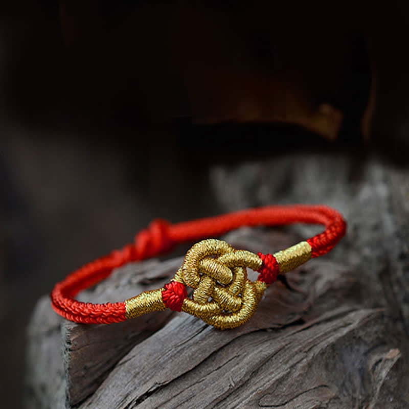 Buddha Stones Handmade Simple Design Chinese Knotting Luck Strength Braid String Bracelet - image 1