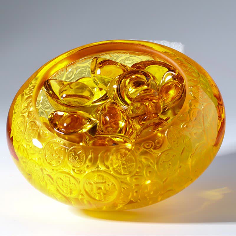 Handmade Liuli Crystal Treasure Bowl Ingots Art Piece Home Decoration - image 15