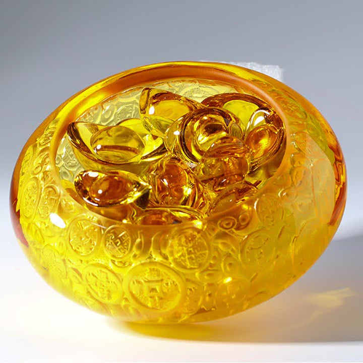 Handmade Liuli Crystal Treasure Bowl Ingots Art Piece Home Decoration - image 15
