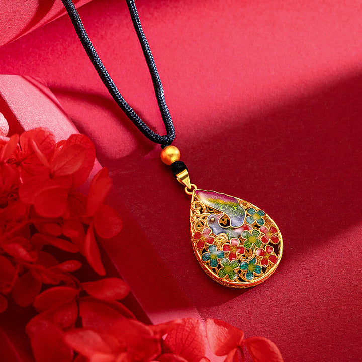 Buddha Stones Colorful Phoenix Flower Luck Strength Necklace Pendant - image 2