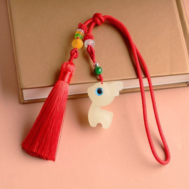 Buddha Stones Mini Cute Deer Glowstone Luminous Lucky Deer Energy Key Chain Phone Car Hanging Decoration - image 10