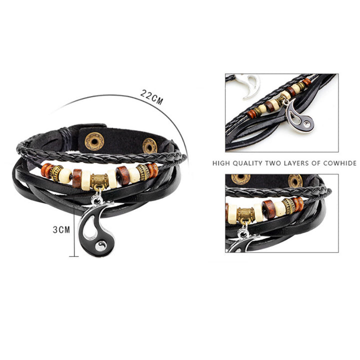 Buddha Stones Yin Yang Pendant Couple Balance Bracelet - image 7