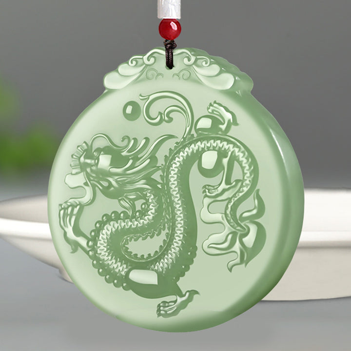 Buddha Stones Chinese Zodiac Dragon Jade Luck Necklace String Pendant - Jade - image 0