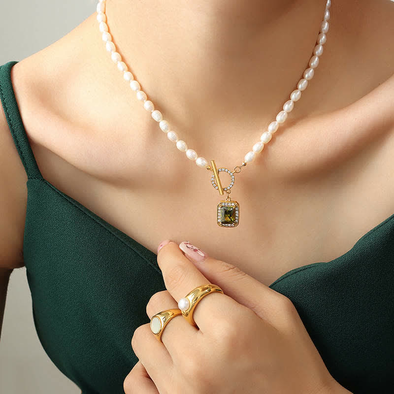 Pearl Zircon Wealth Charm Necklace Pendant - image 14