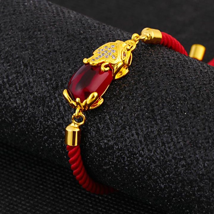 Buddha Stones Wealth Attractor Red Agate Pixiu Red String Bracelet - image 5