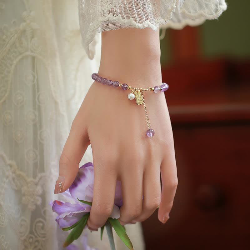 Buddha Stones Natural Amethyst Crystal Relieves Stress Bracelet - image 1