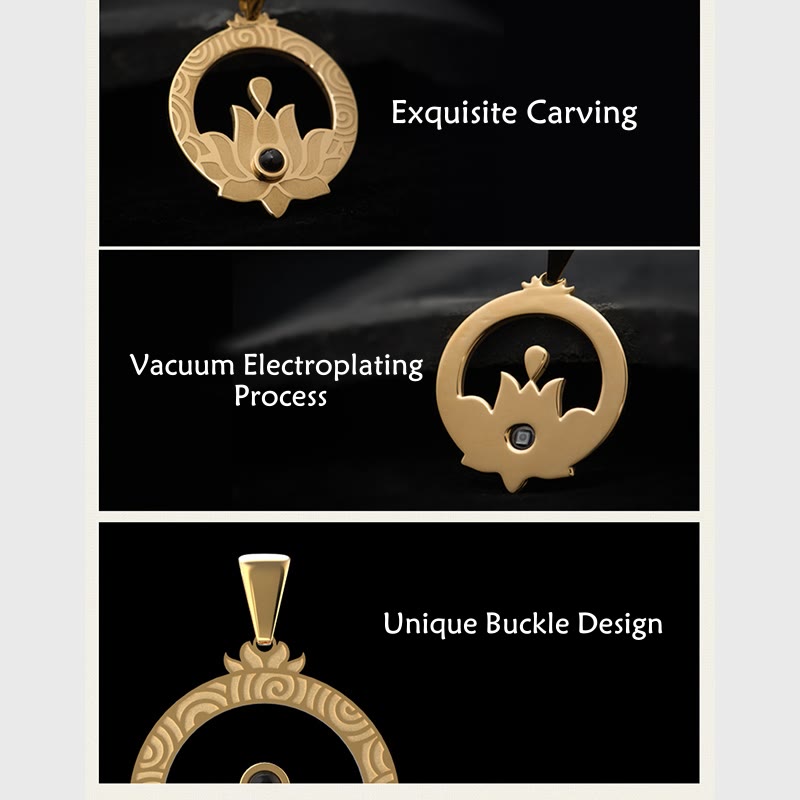 Buddha Stones Lotus Titanium Steel Enlightenment Projection Shurangama Mantra Necklace Pendant - image 17