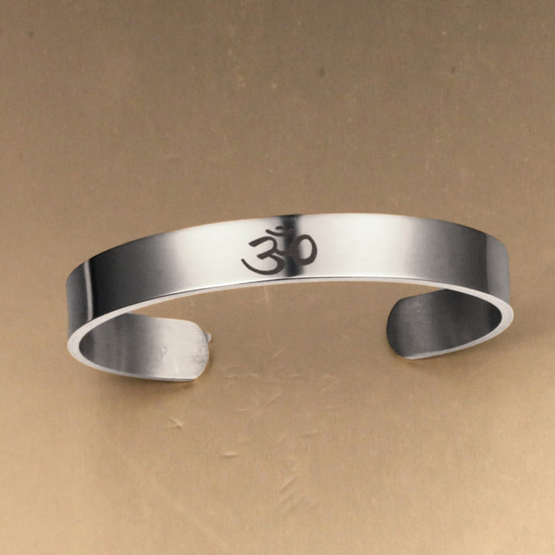 Buddha Stones Tibetan OM Symbol Mindfulness Cuff Bracelet Bangle - image 4