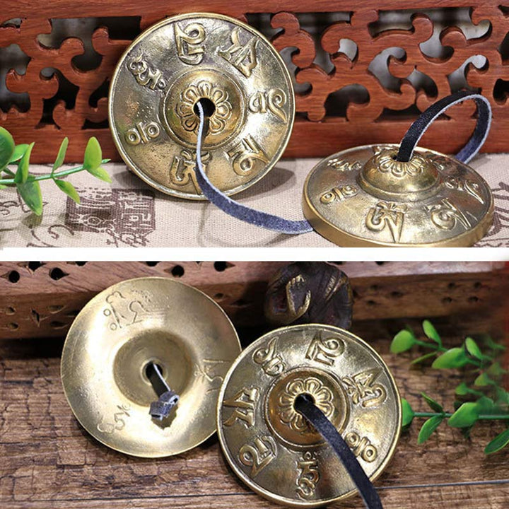 Buddha Stones Tibetan Tingsha Bell Six True Words Dragon Copper Balance Decoration With Bag - image 5