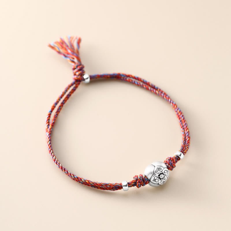 Buddha Stones 999 Sterling Silver Persimmon Luck Multicolored Braided Bracelet - image 17