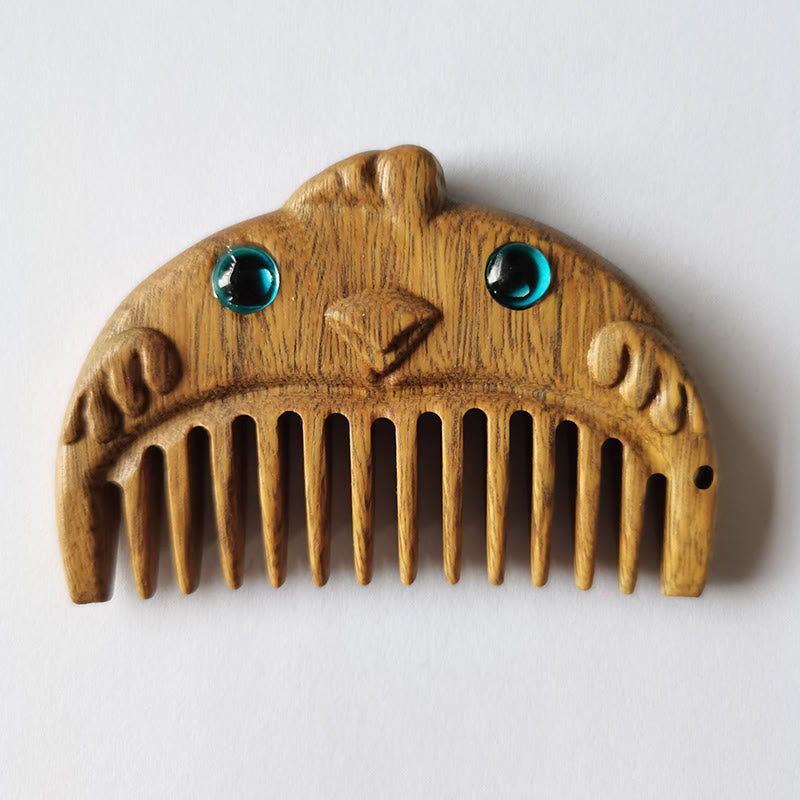Chinese Zodiac Green Sandalwood Peace Mini Portable Comb - Green Sandalwood - Rooster - image 30