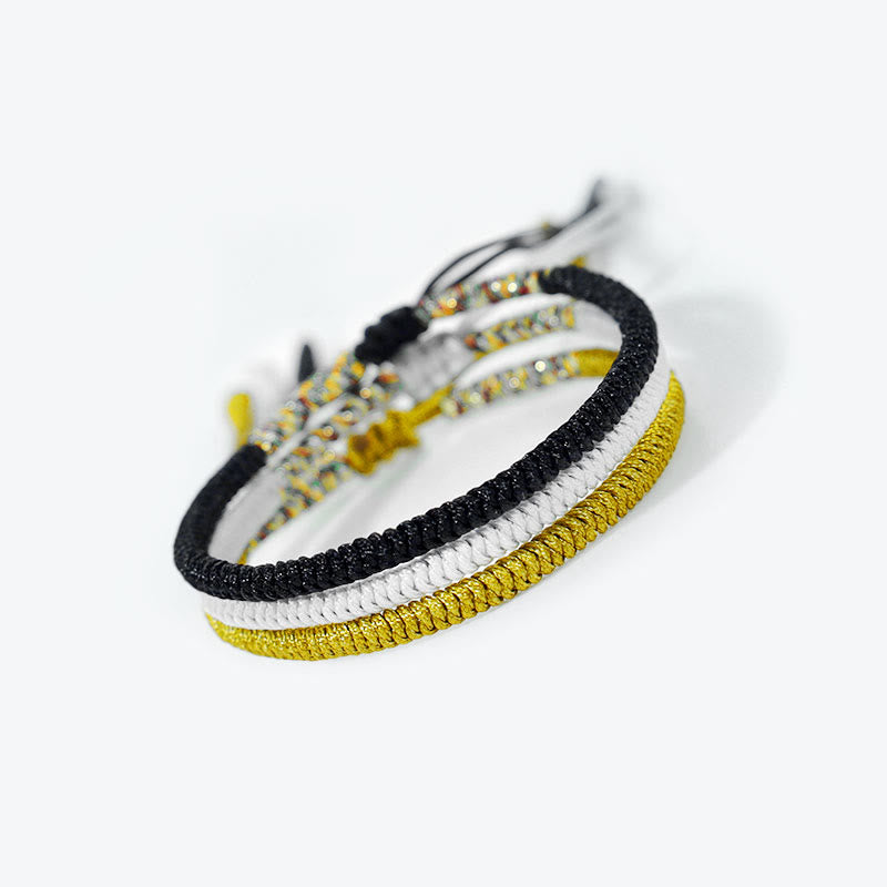 Buddha Stones 3Pcs Tibetan Handmade Multicolor King Kong Knot Amulet Bracelet - image 1