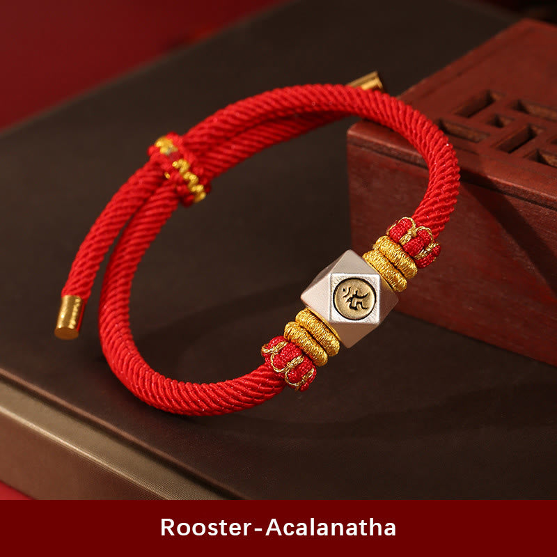 Buddha Stones 999 Sterling Silver Chinese Zodiac Natal Buddha Red Rope Luck Strength Handcrafted Kids Bracelet - Rooster-Acalanatha(Bracelet Size 12cm-16cm) - image 18