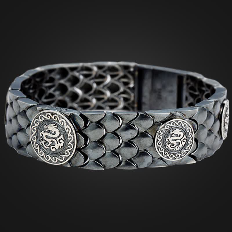 Buddha Stones 925 Sterling Silver Dragon Scales Luck Success Bracelet Bangle - image 4