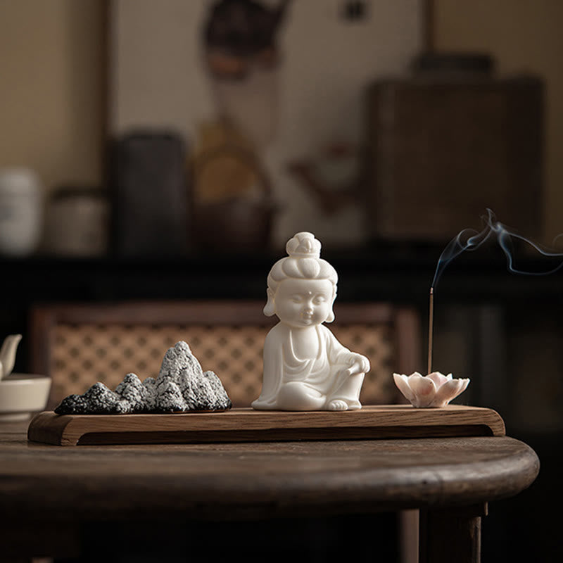 Buddha Stones Lotus Flower Tathagata Kwan Yin Avalokitesvara Ksitigarbha Meditation Ceramic Stick Incense Burner Decoration - image 8