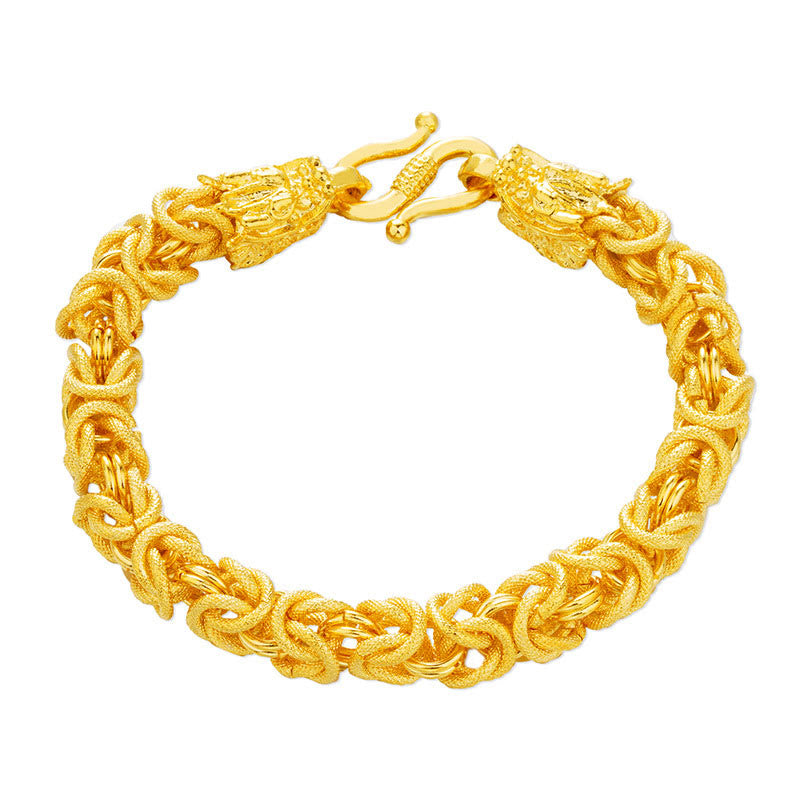 Buddha Stones 24k Gold Plated Double Headed Dragon Protection Bracelet - image 7