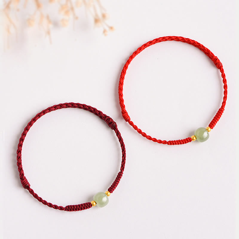 Buddha Stones Handmade Jade Lucky Bead Prosperity Braided Bracelet - image 7