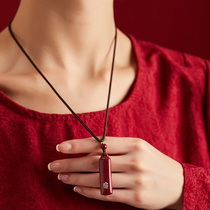 Buddha Stones Chinese Zodiac Cinnabar Amulet Protection String Necklace Pendant - image 1
