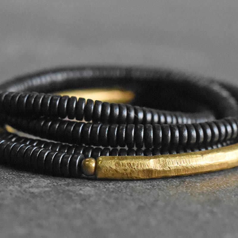 Buddha Stones Ebony Wood Copper Balance Multilayered Bracelet - image 8