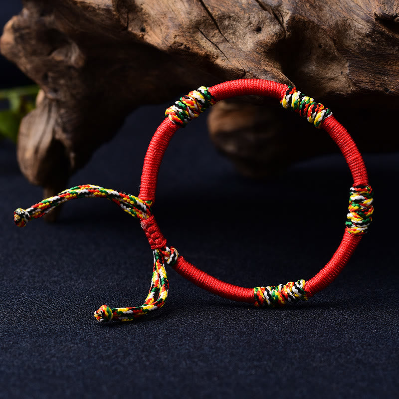 Buddha Stones Tibetan Handmade Colorful King Kong Knot Lucky Protection Braid String Bracelet - image 4