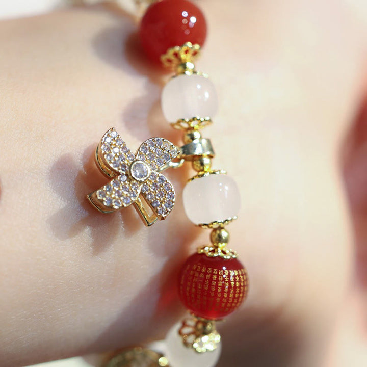 Buddha Stones Windmill Chinese Lock Charm Fu Character Blessing Bracelet - image 6