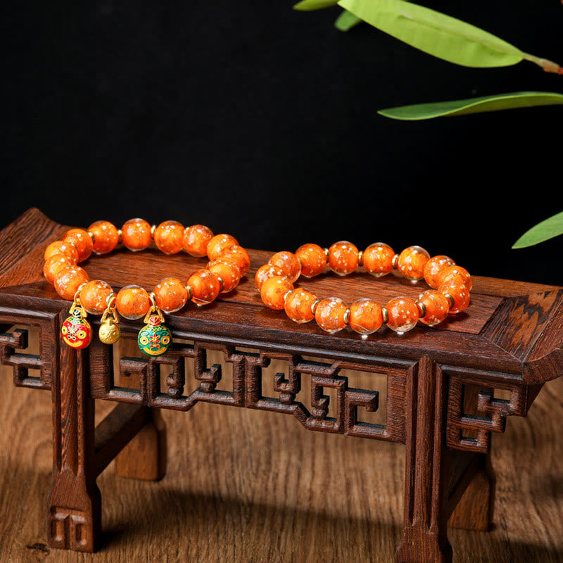 Buddha Stones Gold Swallowing Beast Family Charm Luminous Fluorescent Liuli Glass Bead Success Bracelet - image 9