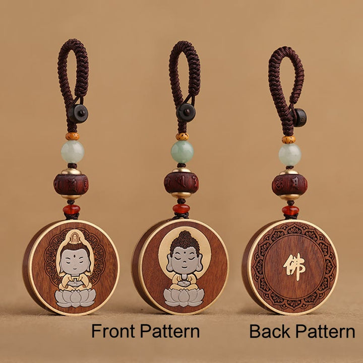 Buddha Stones Ebony Wood Rosewood Buddha Avalokitesvara Om Mani Padme Hum Balance Car Key Chain Decoration - image 23