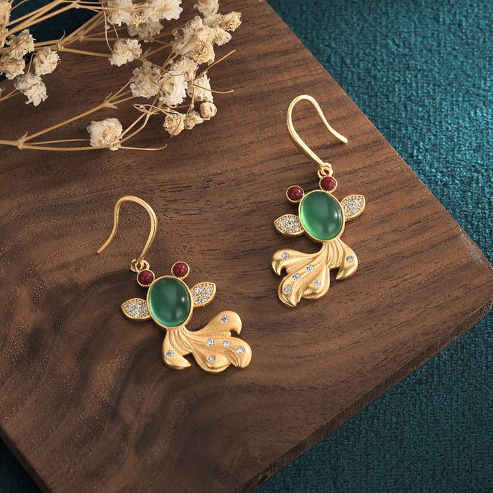 FengShui Jade Koi Fortune Earrings - image 3