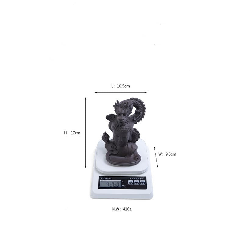 Buddha Stones Dragon Buddha Auspicious Clouds Purple Clay Healing Incense Burner Decoration - image 15