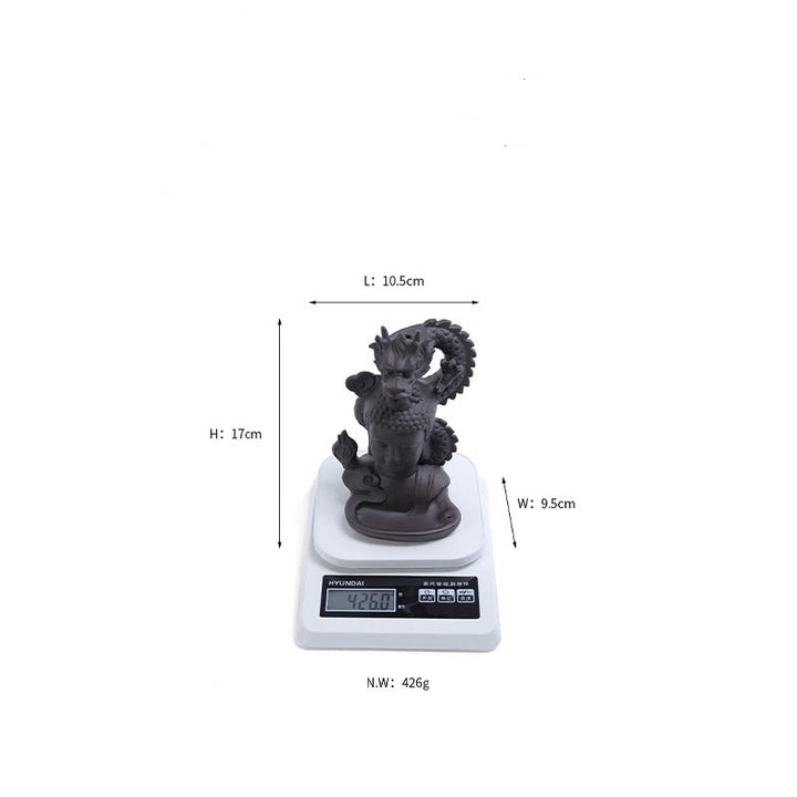 Buddha Stones Dragon Buddha Auspicious Clouds Purple Clay Healing Incense Burner Decoration - image 15