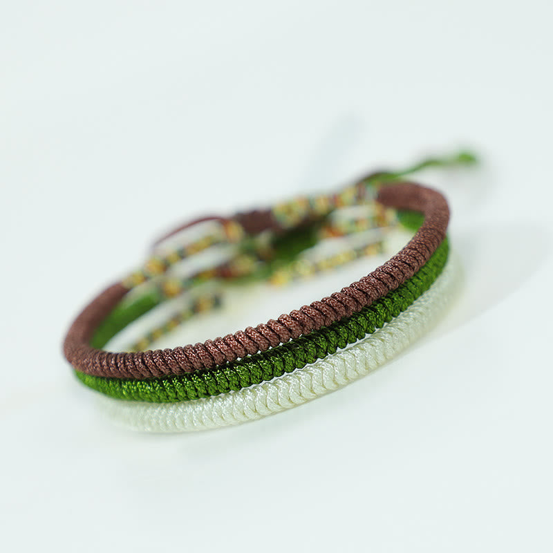 Buddha Stones 3Pcs Tibetan Handmade Multicolored Luck King Kong Knot Auspiciousness Bracelet - image 0