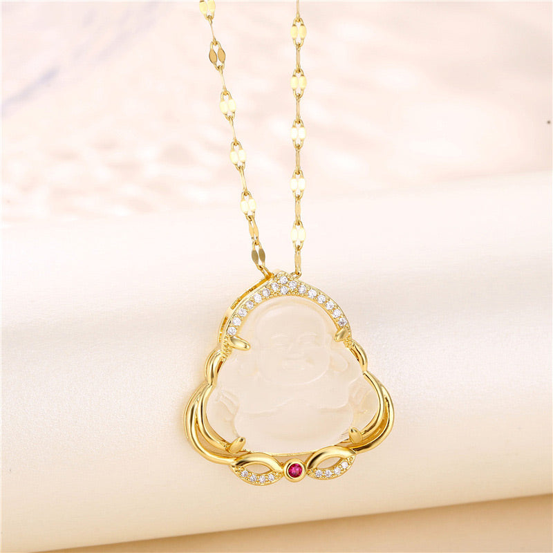 Buddha Stones Natural Laughing Buddha Peace Necklace - image 5
