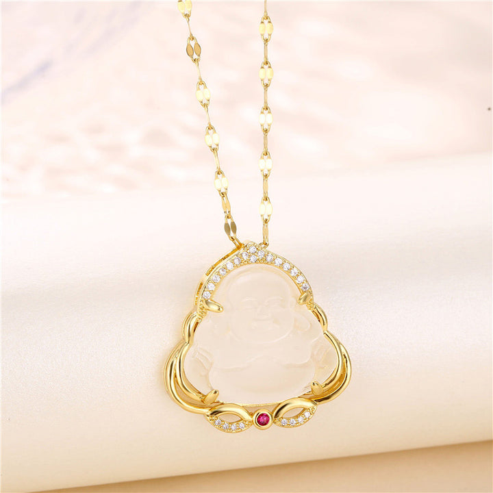 Buddha Stones Natural Laughing Buddha Peace Necklace - image 5